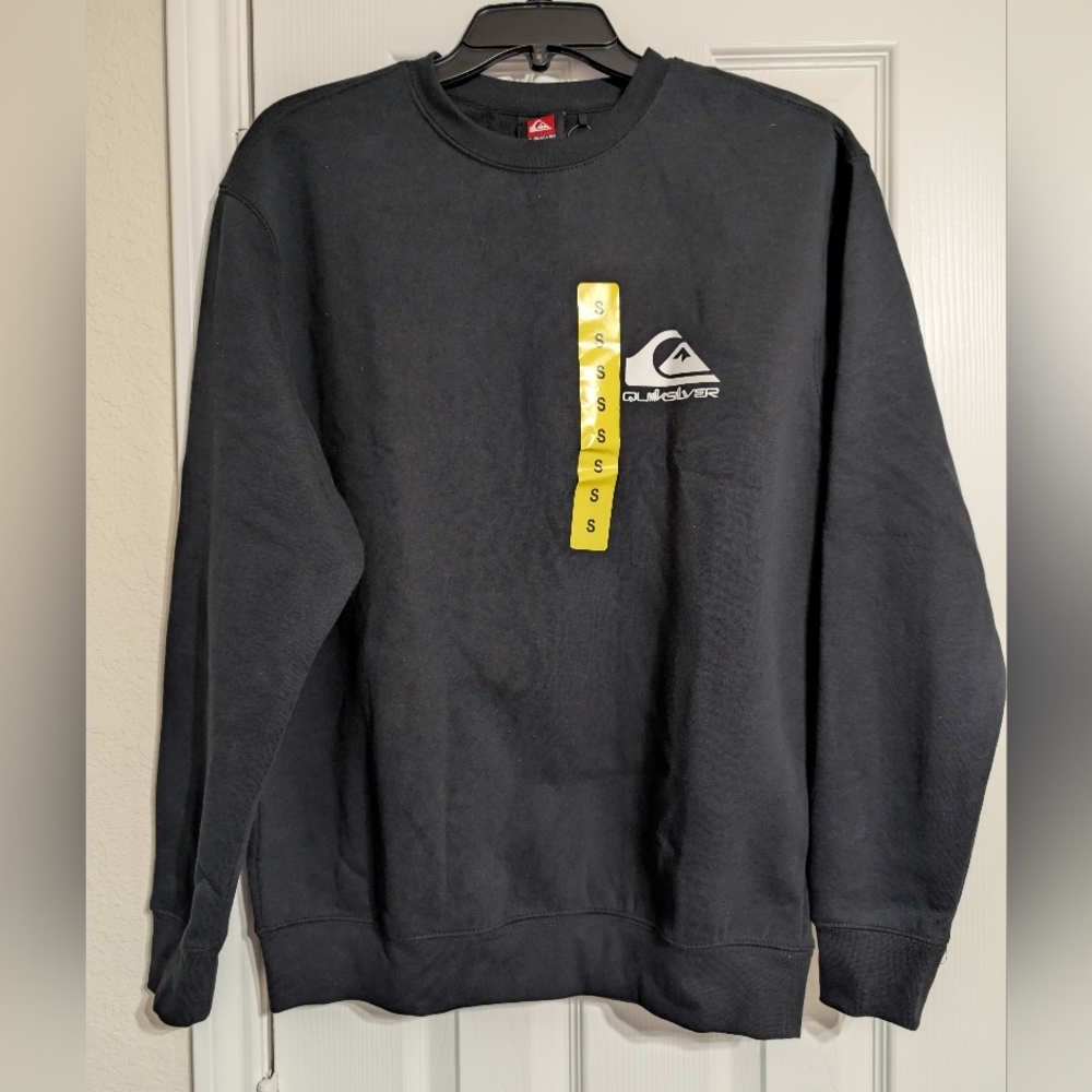 NWT•Quiksilver Men's Classic Black Crew Neck Sweatshirt•60% Cotton/40%PL•Small⬛ - Picture 7 of 13